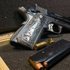 1911 Aluminum Engraved Grips — Saint Michael Vanquishing Satan